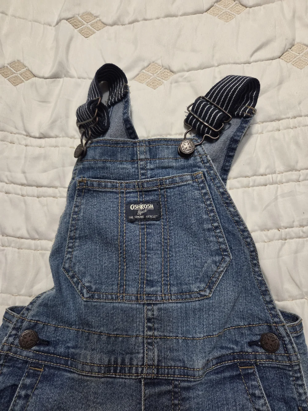 Oshkosh Overalls 5T Denim Jeans Blue Stretch Suspenders Bottoms Pockets Toddler